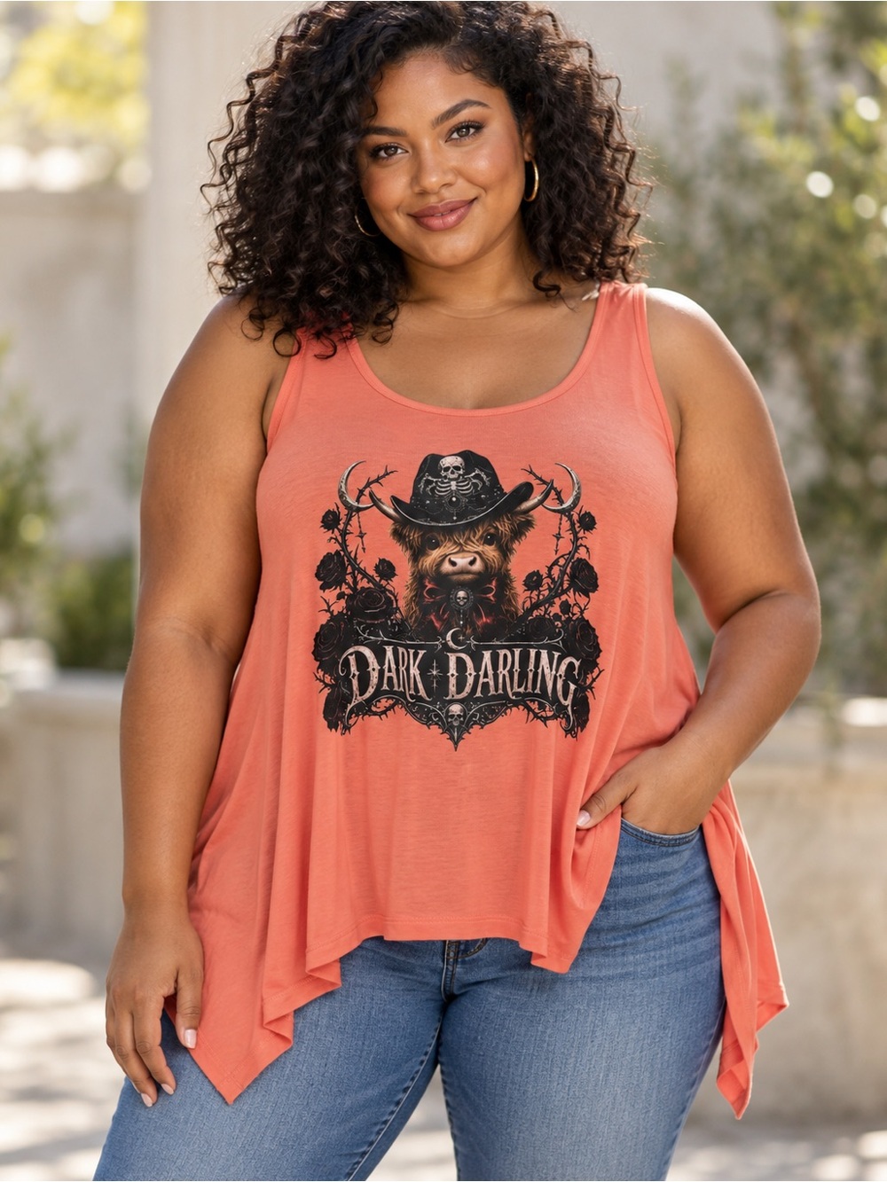 Custom Dark Darling Oversized Shark Bite Tank Top Women’s L NWT